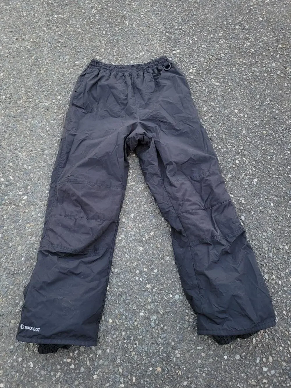 Black Dot Snow Pants Mens Medium Black Insulated Elastic Waist Warm Ski